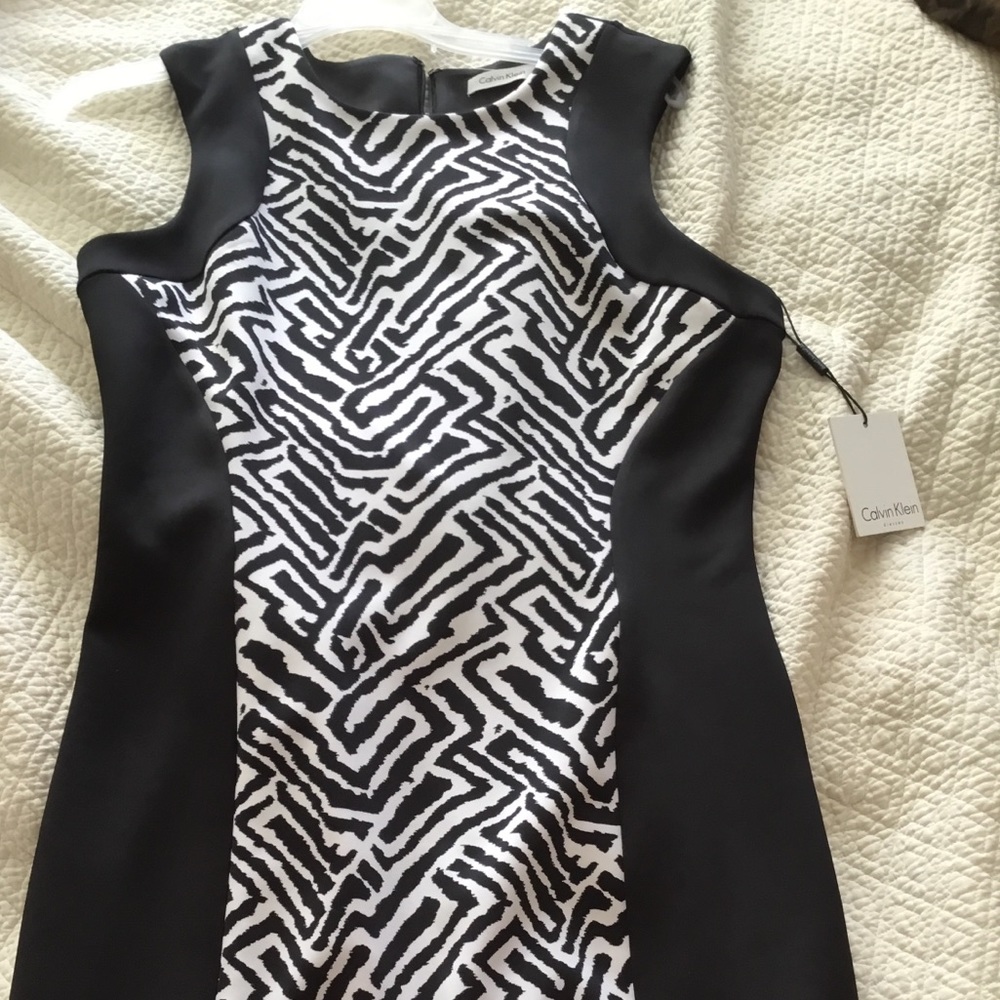 NWT new Calvin Klein dress black white sleeveless